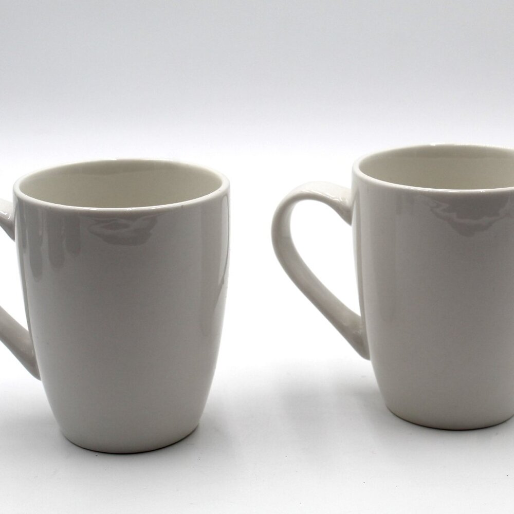 Lot of 2 12 oz Coffee Mug Gibson Zen Buffetware White Porcelain Replacement Mugs